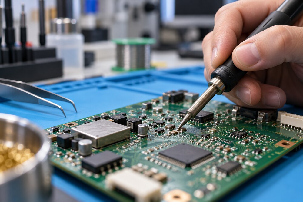 Dettaglio di una riparazione elettronica